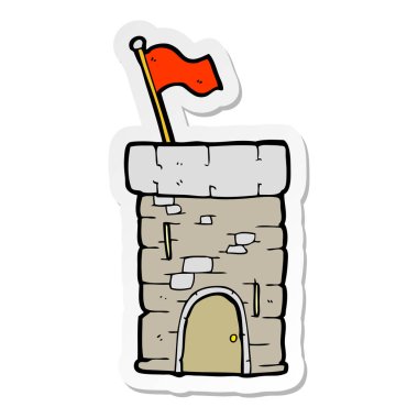 etiket bir çizgi film eski kale kule