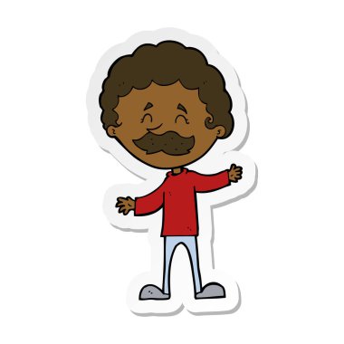 etiket karikatür mutlu bir adamın bıyıklı