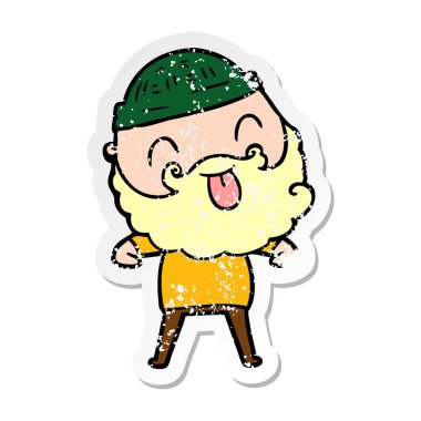 dilini sakallı bir adamın sıkıntılı etiket