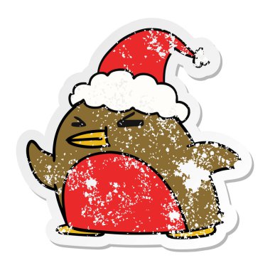 Noel sıkıntılı etiket karikatür kawaii Robin