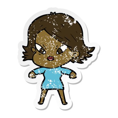 kadın bir karikatür sıkıntılı etiket vurguladı