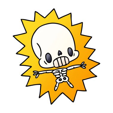 Degrade çizgi film kawaii çarpılan iskelet