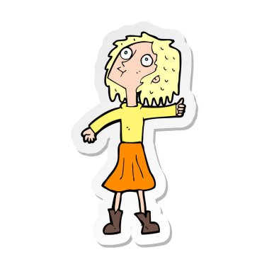 gökyüzüne bakarken bir karikatür kadının etiket