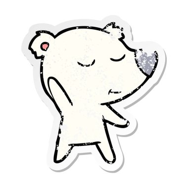 bir mutlu karikatür kutup ayısı sıkıntılı etiket