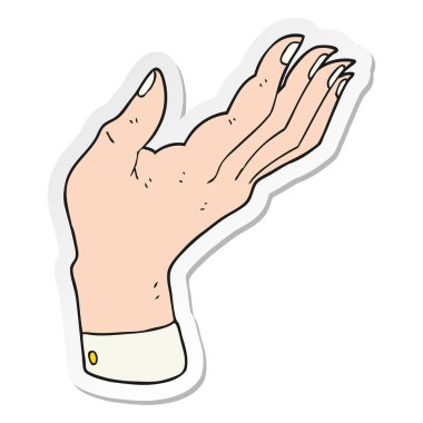 etiket bir karikatür açık el palm kaldırdı