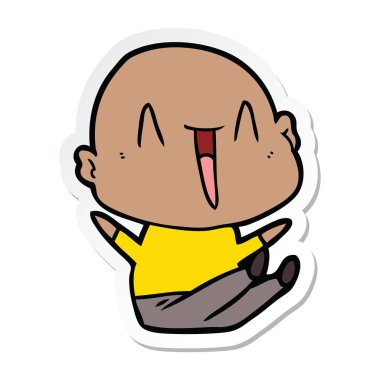 etiket bir mutlu karikatür kel adam