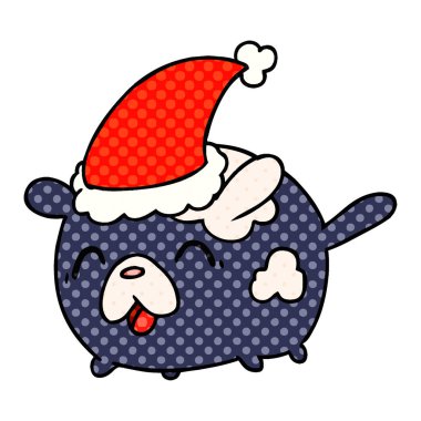 Noel karikatür kawaii köpek el çekilmiş