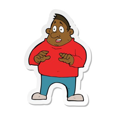 etiket bir karikatür kilolu adam heyecanlı