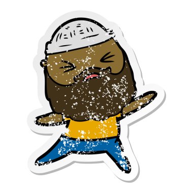 sakallı bir karikatür insanın sıkıntılı etiket