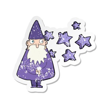 bir çizgi film Sihirbazı'nın Retro sıkıntılı etiket