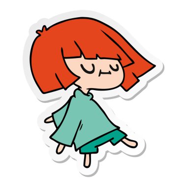 serbest el çekilmiş etiket karikatür şirin kawaii kız