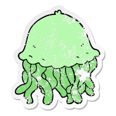 bir çizgi film denizanası sıkıntılı etiket