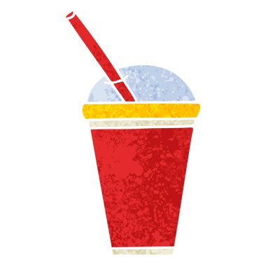 Retro illüstrasyon stil ilginç karikatür alkolsüz içecek