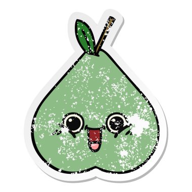 sevimli çizgi yeşil armut sıkıntılı etiket