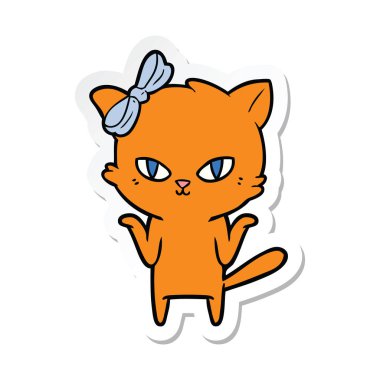 etiket bir sevimli çizgi kedi