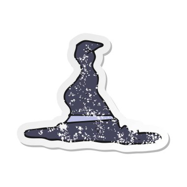 bir çizgi film witchs şapka Retro sıkıntılı etiket