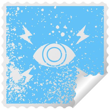 sıkıntılı kare etiketi simgesi mistik göz peeling