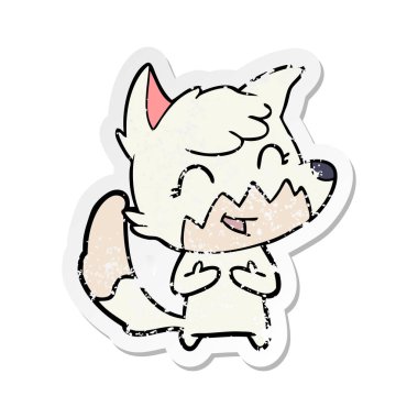 mutlu karikatür tilki, sıkıntılı etiket