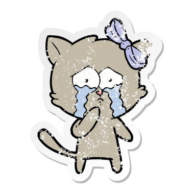 bir karikatür kedi sıkıntılı etiket