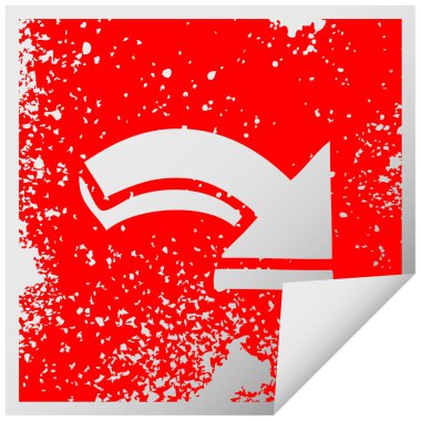 sıkıntılı kare bir işaretçi ok sembolü etiket soyma