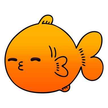 ilginç degrade gölgeli çizgi film balık 