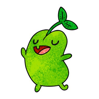 dokulu çizgi film illüstrasyon kawaii şirin çimlenme fasulye