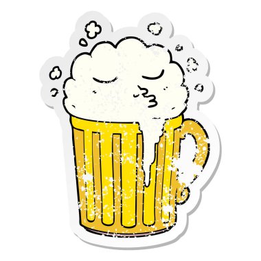 bir çizgi film kupa bira sıkıntılı etiket