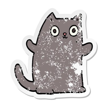 bir karikatür kedi sıkıntılı etiket