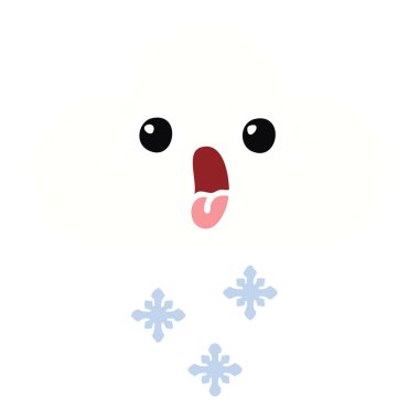 düz renk retro çizgi film kar bulut