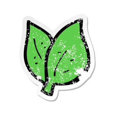 sembol bir karikatür Retro sıkıntılı etiket yaprakları