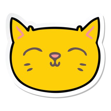 ilginç bir el etiket karikatür kedi surat çizilmiş