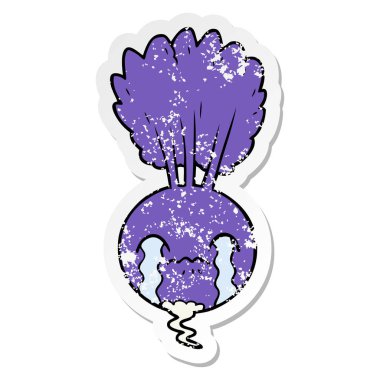 ağlayan bir pancar karikatür sıkıntılı etiket