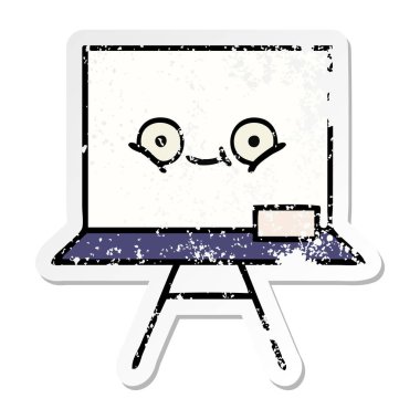 bir sevimli çizgi beyaz tahta sıkıntılı etiket