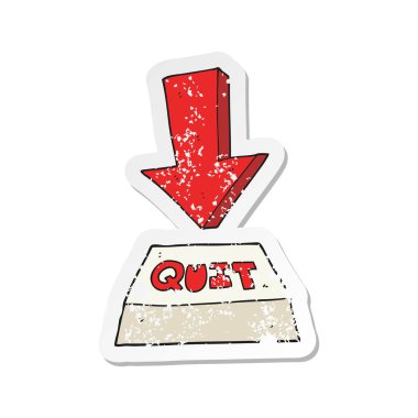 bir karikatür Retro sıkıntılı etiket düğme çıkın