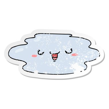 yüzü olan bir çizgi film su birikintisi sıkıntılı etiket