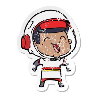 mutlu karikatür astronotun sıkıntılı etiket