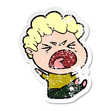 bir çizgi film öfkeli adam sıkıntılı etiket