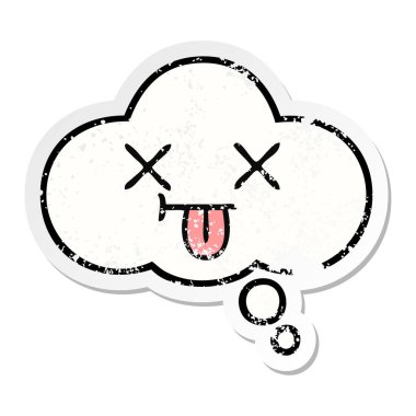 sevimli çizgi düşünce balonu sıkıntılı etiket