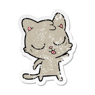 bir karikatür kedi tıslama sıkıntılı etiket