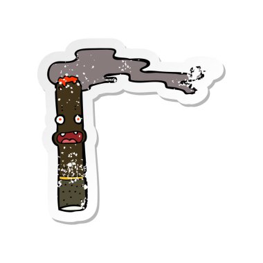 bir çizgi film puro Retro sıkıntılı etiket