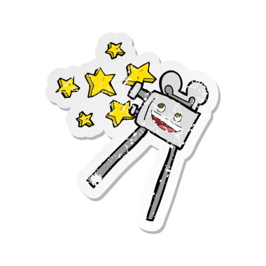 çizgi film eski stil film makinesi Retro sıkıntılı etiket