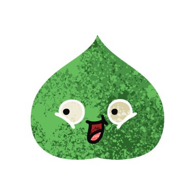 Retro illüstrasyon stil çizgi film ekspresiyon yaprak