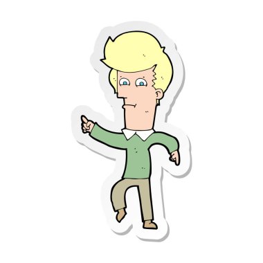 etiket işaret eden bir çizgi film adamın