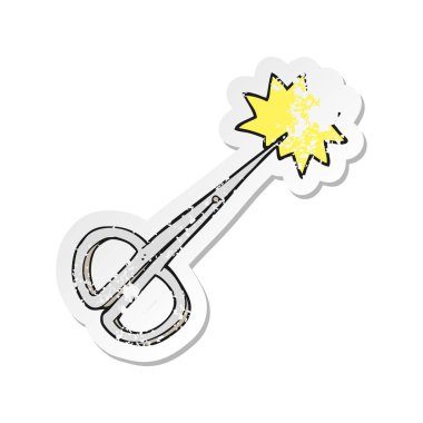 bir çizgi film tırnak makası Retro sıkıntılı etiket