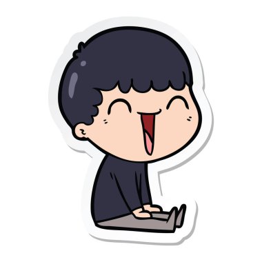 etiket karikatür mutlu bir adamın