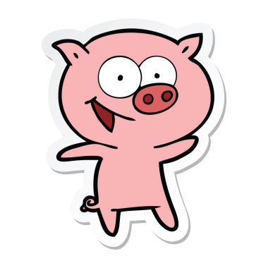 neşeli domuz çizgi film etiketi