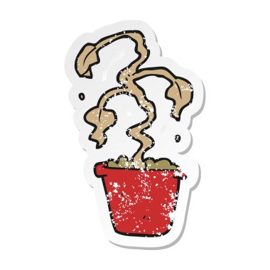 bir çizgi film ölü houseplant Retro sıkıntılı etiket