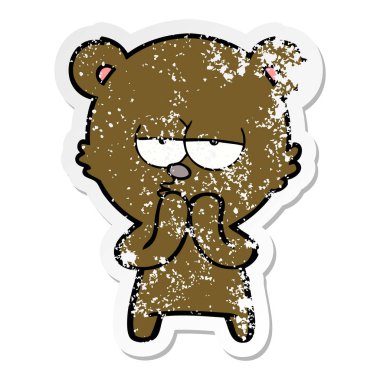 sıkılmış ayı karikatür sıkıntılı etiket