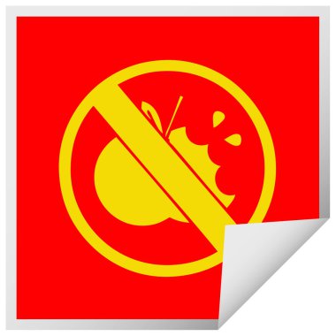 kare bir sağlıklı yiyecek etiket karikatür peeling izin işaret