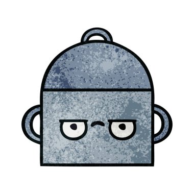 Retro grunge doku karikatür bir pişirme tencere
